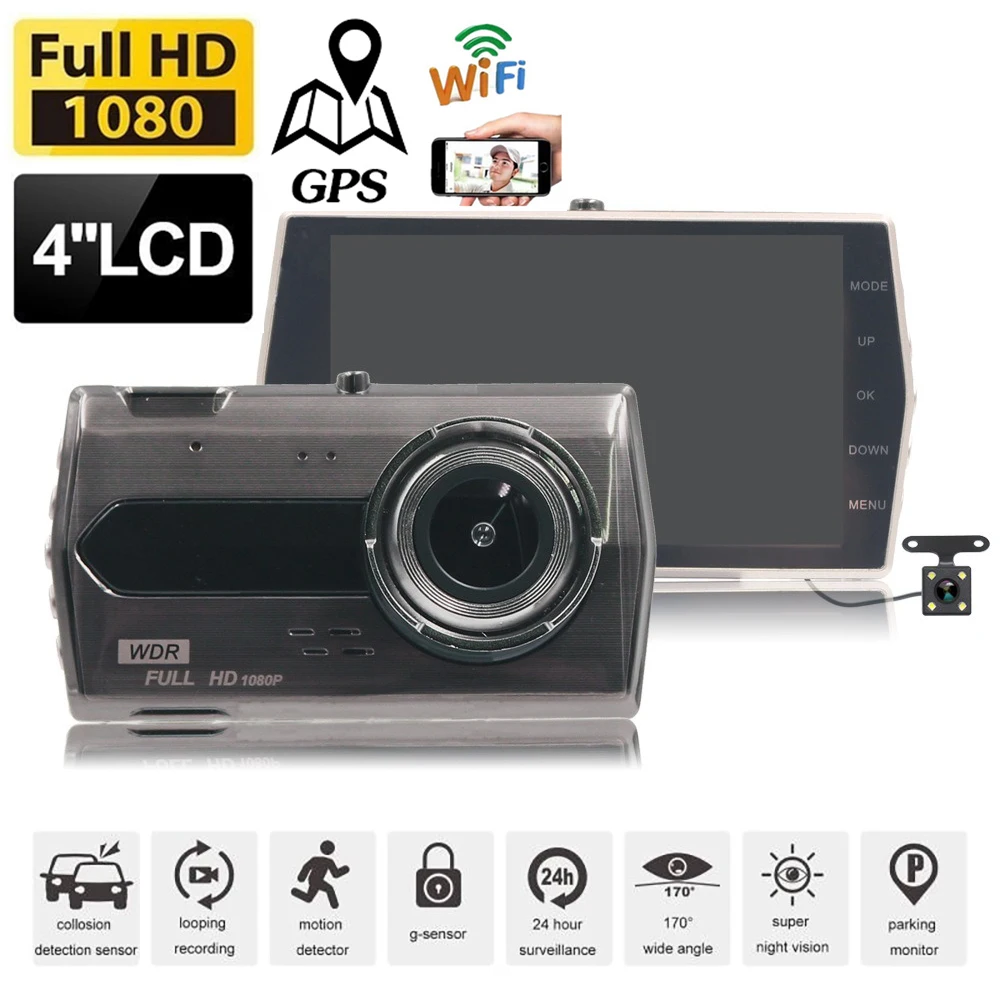 Car DVR WiFi GPS Dash Cam Drive Video Recorder Night Vision Vehicle Dashcam Auto Black Box Front Rear View 1080P HD Car Camera
Car DVR WiFi GPS Dash Cam Drive Video Recorder Night Vision Vehicle Dashcam Auto Black Box Front Rear View 1080P HD Car Camera