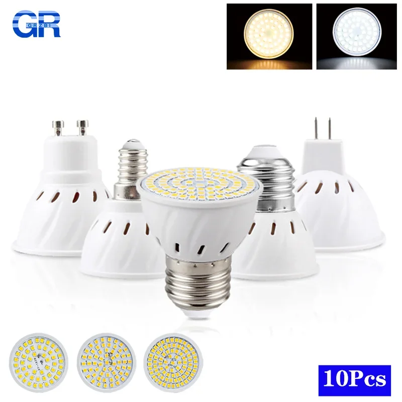 

10pcs/lot 220V LED Bulb GU10 E27 E14 MR16 Spotlight 110V SMD2835 Lampada 48 60 80 LEDs Light Bulb Cold Warm White For Livingroom