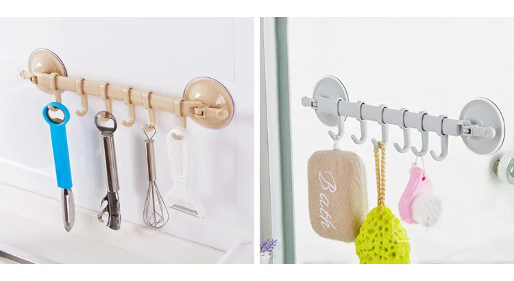 Wall-mounted Kitchen Hooks Suction Cup 6 Hooks Wall-mounted Kitchen Hooks Suction Cup 6 Hooks