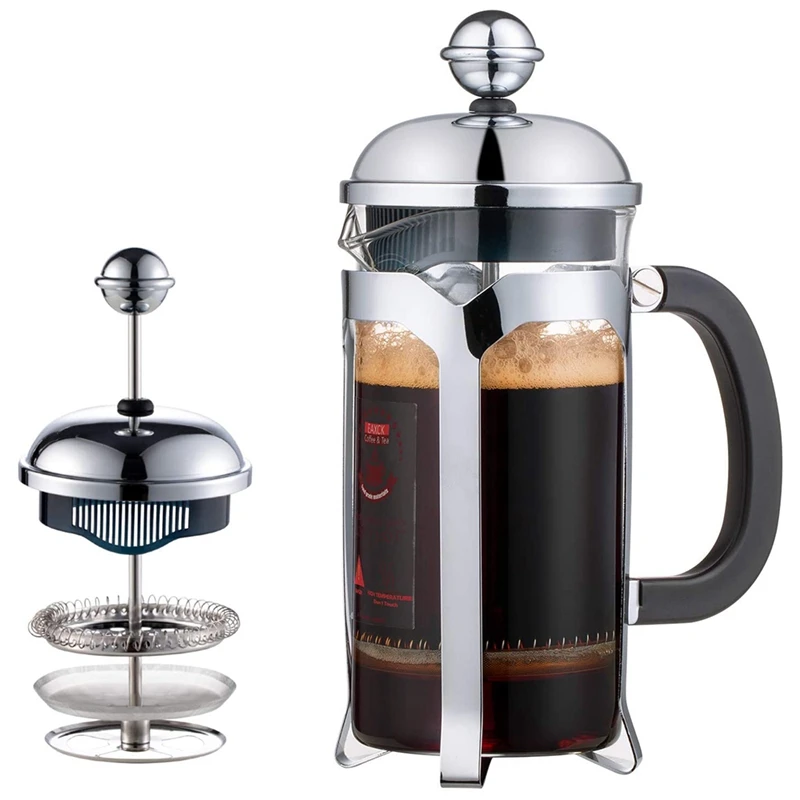 French Press Coffee Maker,Press System,Heat Resistant Thickened Borosilicate Glass,Durable Easy Clean
French Press Coffee Maker,Press System,Heat Resistant Thickened Borosilicate Glass,Durable Easy Clean