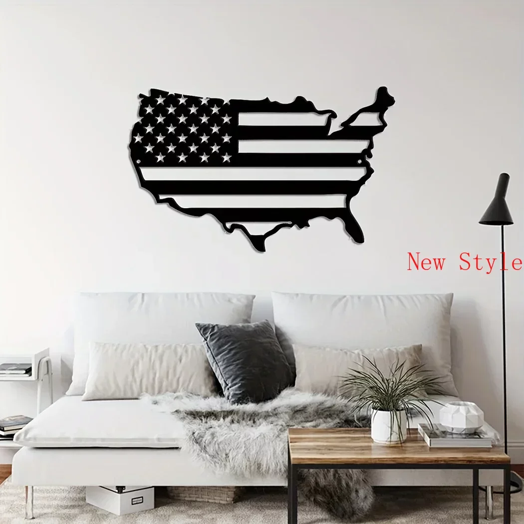 

1pc America Flag Metal Wall Hanging Art United States Map Metal Wall Decor Patriotic Wall Art America Map American Flag Home Dec