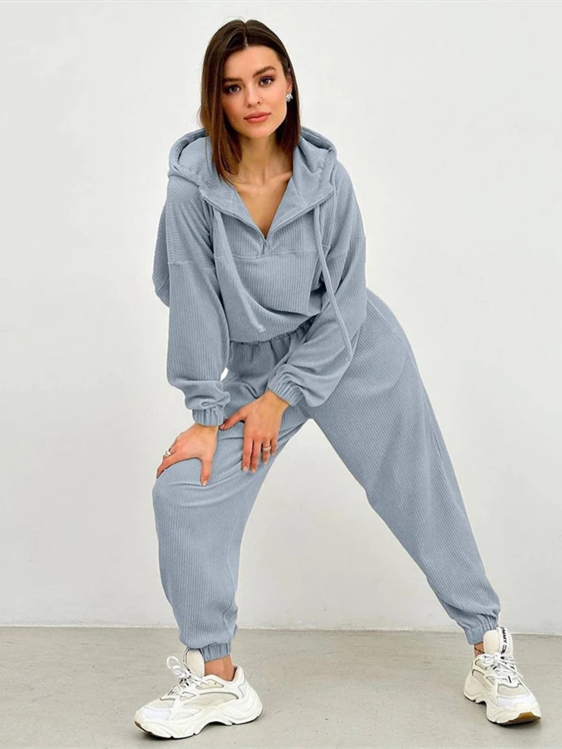 Streetwear Hoodies Tracksuit Women Two 2 Piece Set Outfits Autumn Clothes Solid Hooded Sweatshirt Top and Pants Suits Woman Sets
Streetwear Hoodies Tracksuit Women Two 2 Piece Set Outfits Autumn Clothes Solid Hooded Sweatshirt Top and Pants Suits Woman Sets