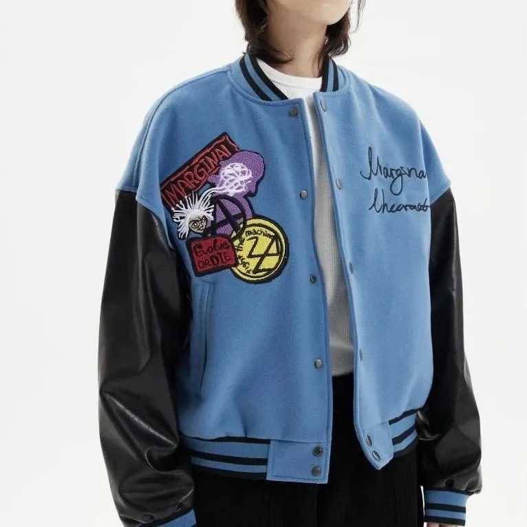 American vintweed patcwork baseball uniform versatile European and American brand aviator jacket sprin and autumn embroidery
American vintweed patcwork baseball uniform versatile European and American brand aviator jacket sprin and autumn embroidery