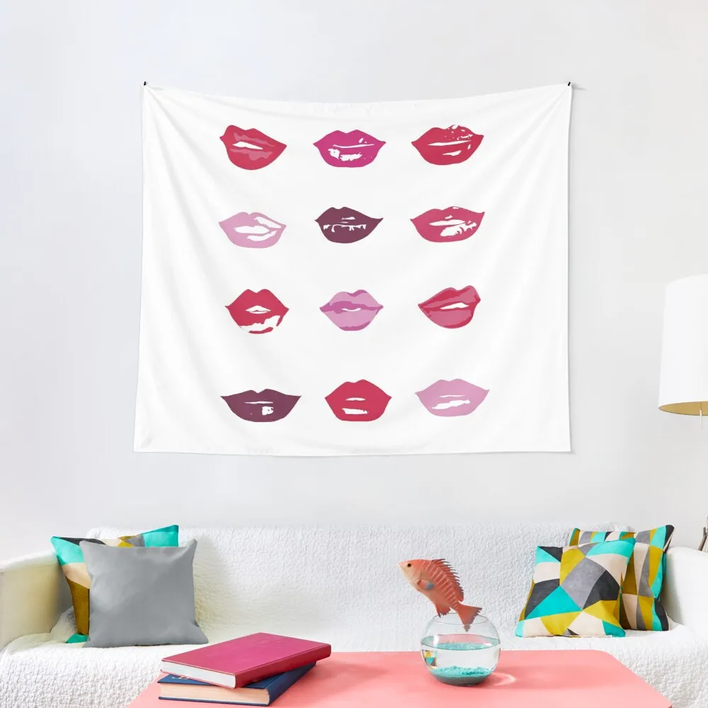 

kiss kiss in lipstick colors Tapestry Anime Decoration Wall Decor