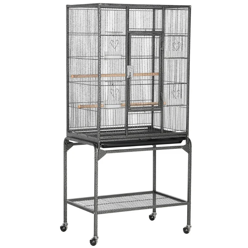 53.7'' Metal Rolling Bird Cage with Stand, 4 Feeding Bowls, and 2 Perches, Black bird nest bird cage accessories
53.7'' Metal Rolling Bird Cage with Stand, 4 Feeding Bowls, and 2 Perches, Black bird nest bird cage accessories