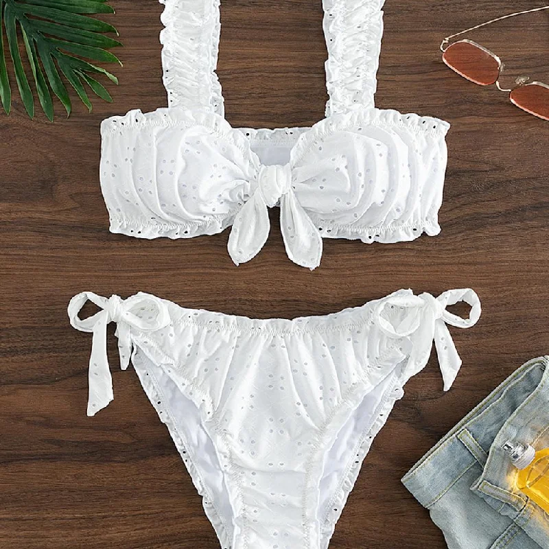 

Schiffy Knot Front Tie Side Bikinis 2023 White Swimsuit Women Swimwear Female Sexy Bathers Bathing Swimming Swim Suit Beachwear