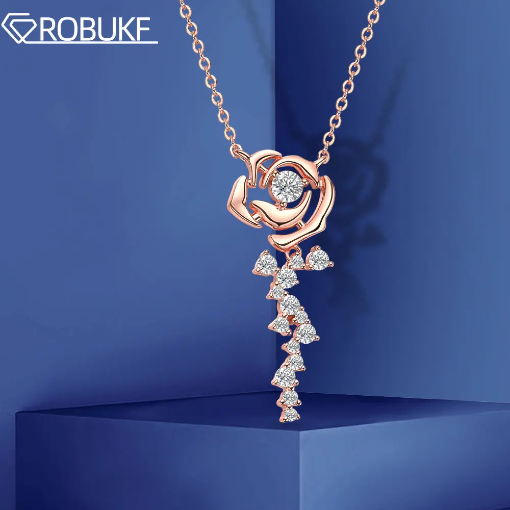 Rose Pendant 0.56 Carat Moissanite Diamond Rose Gold Necklace 925 Silver 18K White Gold Plated For Women Valentines Day Gifts
Rose Pendant 0.56 Carat Moissanite Diamond Rose Gold Necklace 925 Silver 18K White Gold Plated For Women Valentines Day Gifts