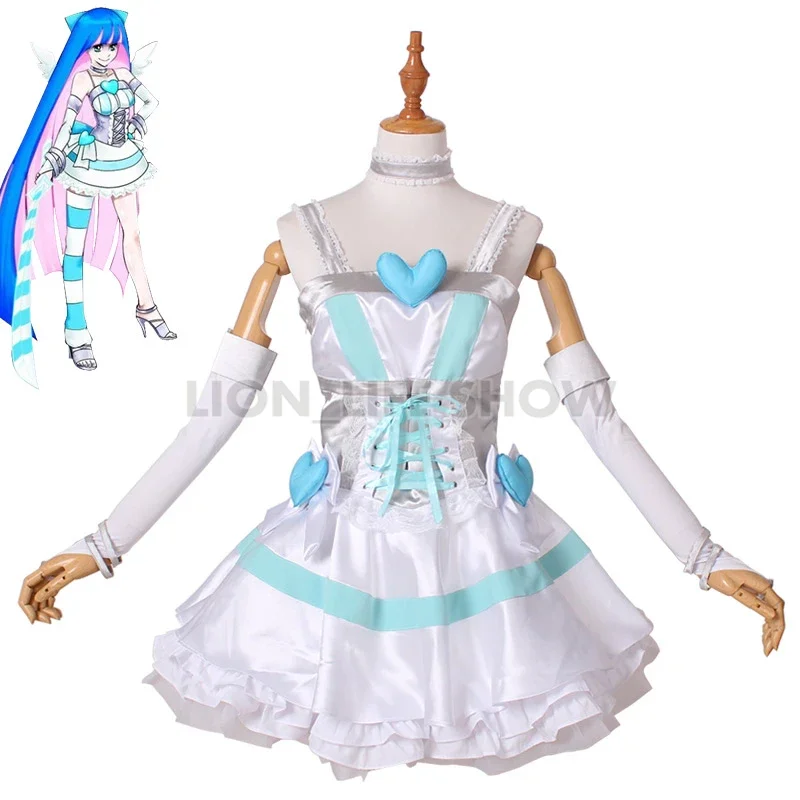 

Panty & Stocking with Garterbelt Heroine Anarchy Stocking Angel Dress Uniform Cosplay Costume Custom Made Anarchy Stocking Wig