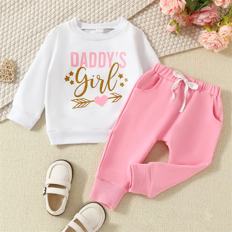 

Newborn Baby Girl Valentines Day Outfit Crewneck Sweatshirt Jogger Pants Set Spring Tracksuit Sweatsuit Clothes 2Pcs Toddler