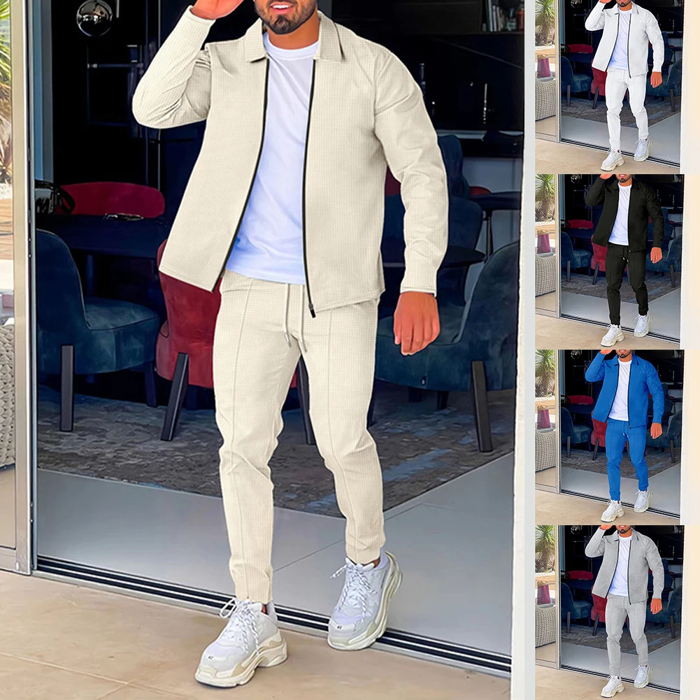 2pcs/set Men Lapel Cardigan Pants Suit Outdoor Casual Zip-up Long Sleeve Top Trousers Set Outdoor Sports Fitness Lapel Suit
2pcs/set Men Lapel Cardigan Pants Suit Outdoor Casual Zip-up Long Sleeve Top Trousers Set Outdoor Sports Fitness Lapel Suit
