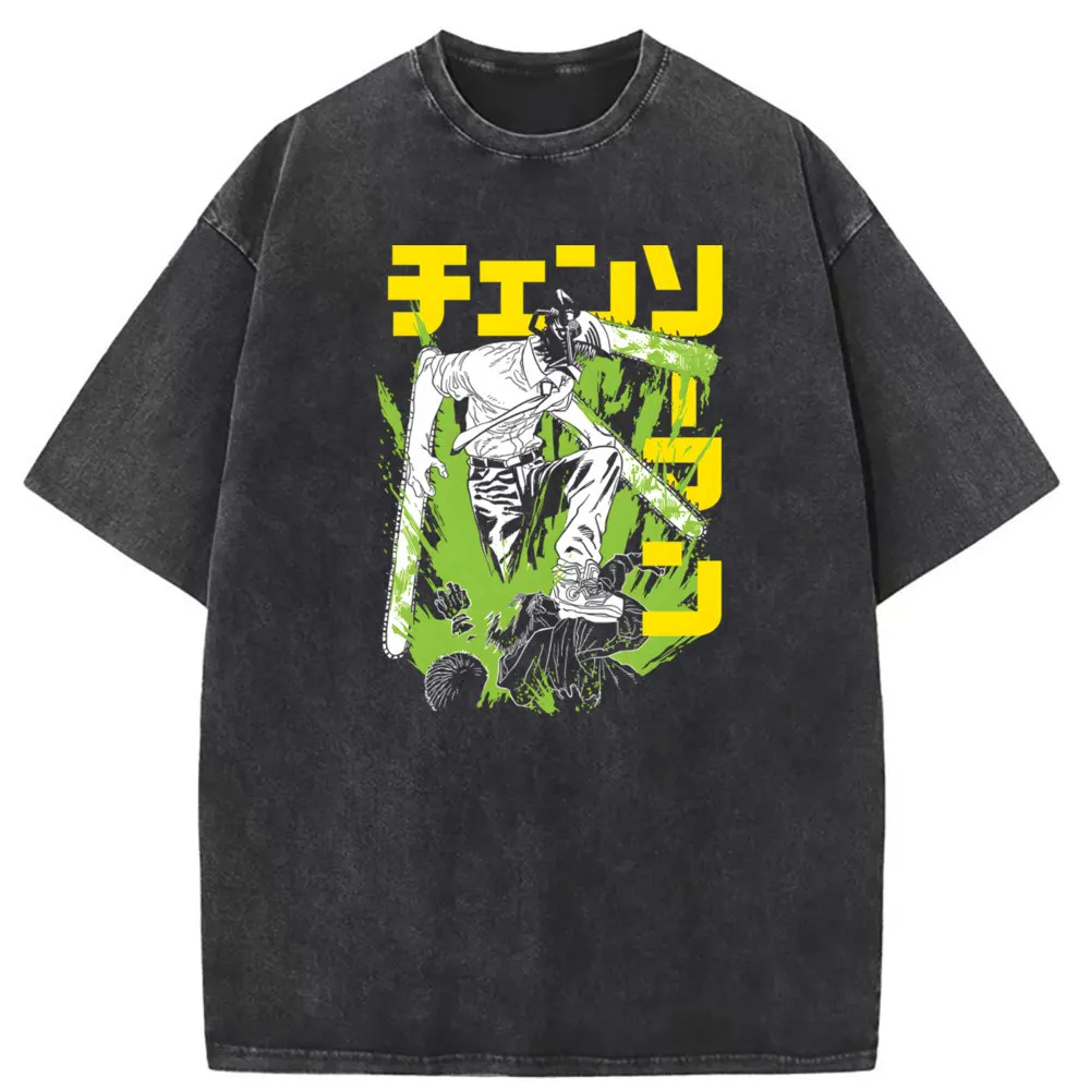 

El Motosierra Washed Tshirt For Boys Chainsaw Man Anime T Shirt Men Sweatshirts Unique New Coming Clothes Long Sleeve