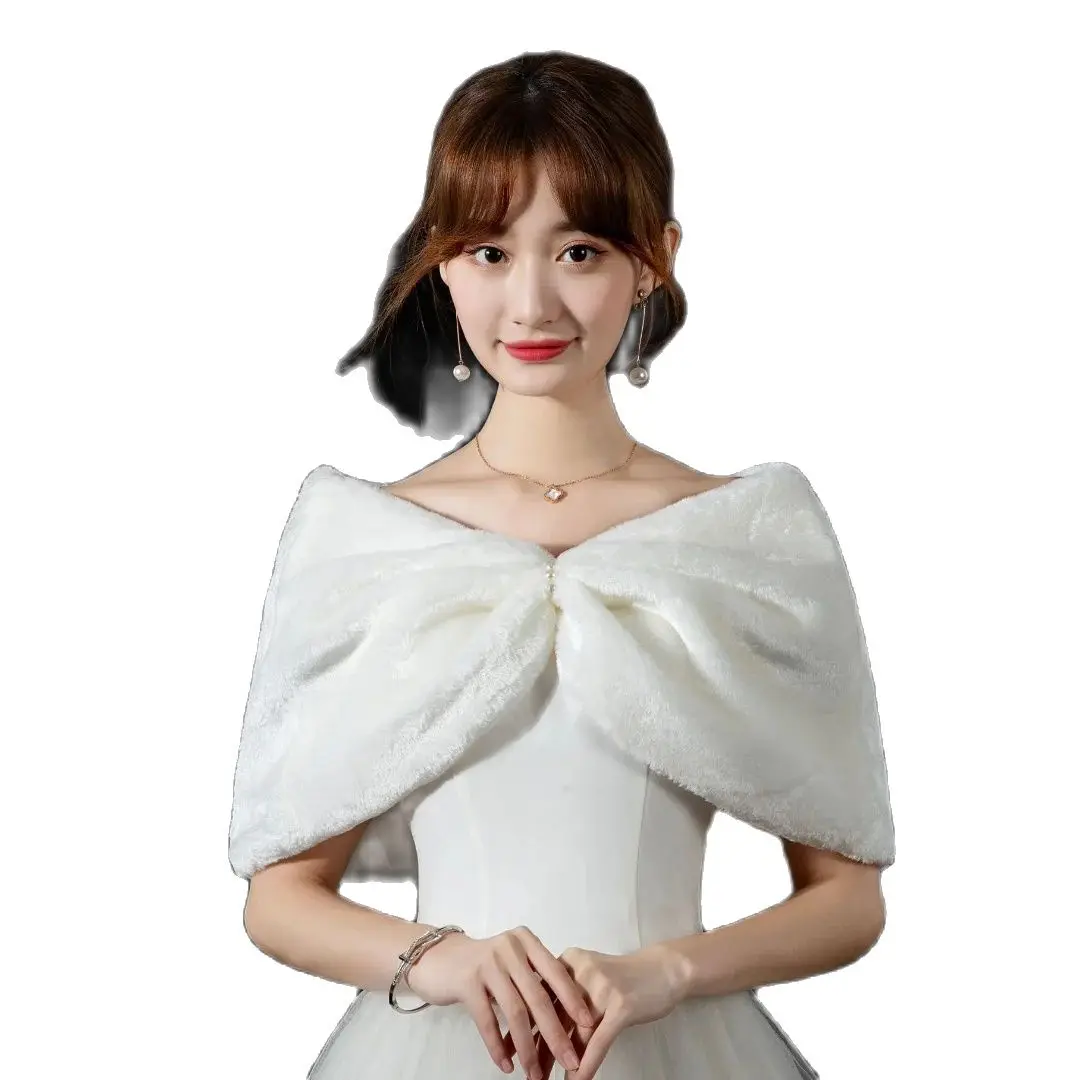 

Bolero Women Wedding Jackets Ivory Bridal Faux Fur Marriage Accessories Bridal Shawl Wraps Cape Winter Evening Party Coat Cloak