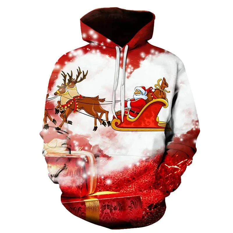 

Fashion Santa Claus Reindeer Graphic Sweatshirt Christmas Gift Pullovers For Men Xmas Snowman Kids Hoodie Winter Tracksuit Hoody