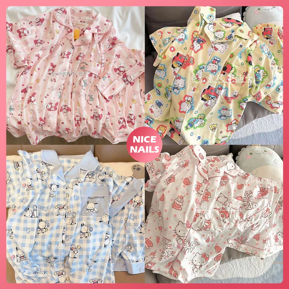 2023 Summer New Hello Kitty Shorts Short Sleeve Pajamas Mymelody Cinnamoroll Kuromi Cartoon Cute Sleepwear Homewear Clothing Set
2023 Summer New Hello Kitty Shorts Short Sleeve Pajamas Mymelody Cinnamoroll Kuromi Cartoon Cute Sleepwear Homewear Clothing Set