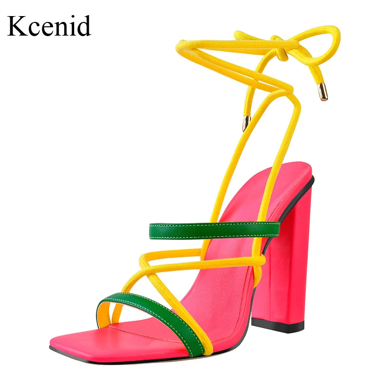 Kcenid High Quality Trendy New Mixed Color Sandals Square Toe Rose Blue Cross-Strap Chunky High Heels Summer Dress Party Shoes
Kcenid High Quality Trendy New Mixed Color Sandals Square Toe Rose Blue Cross-Strap Chunky High Heels Summer Dress Party Shoes