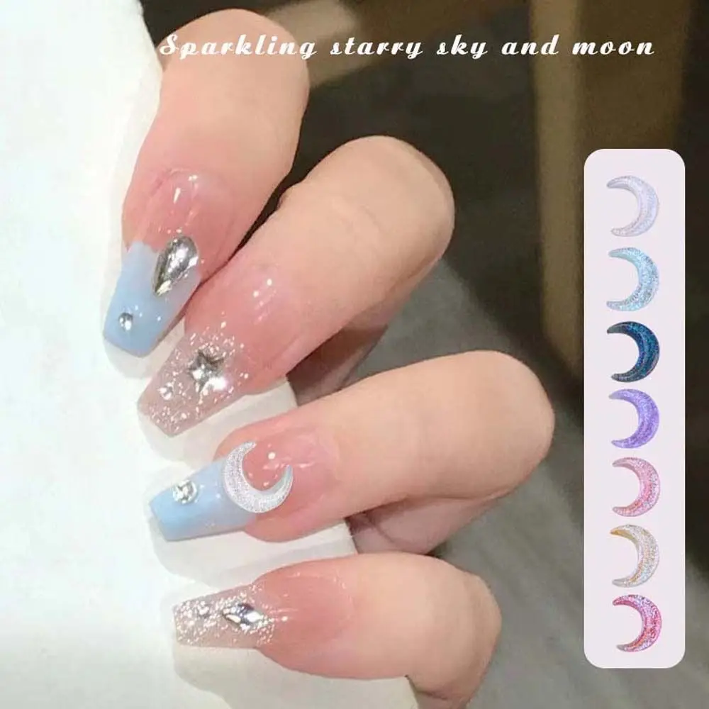 

100Pcs Starry Sky Moon Sparkling Nail Rhinestones 3D Nail Art Drills Moon Nail Decorations Manicure Accessories