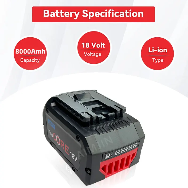 21700 18V 8000mAh for Bosch ProCORE Professional System Cordless Tool Replacement Battery BAT609 BAT618 GBA18V80
21700 18V 8000mAh for Bosch ProCORE Professional System Cordless Tool Replacement Battery BAT609 BAT618 GBA18V80