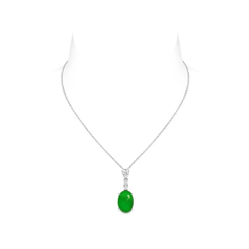 

Серебряное Ожерелье S925, инкрустированное изумрудом, кулон в виде зеленого яйца императора и ожерелье из зеленого халцедона, ювелирные изделия