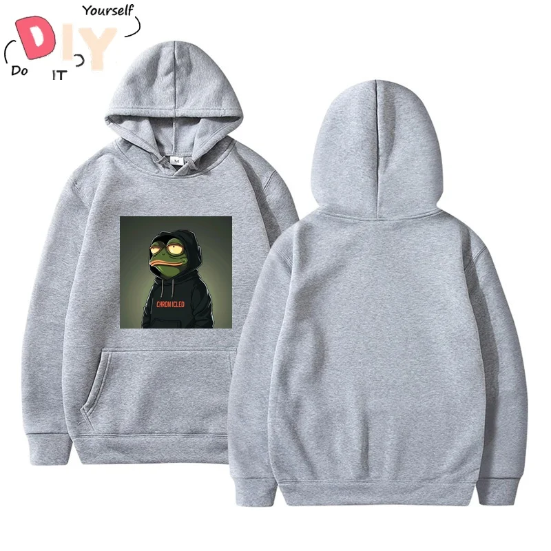 

Handsome Pepe Frog Wearing Black Hoodie Korean Gildan Cotton Soft Hoodie Men Sport Blouse Basic Style Fashion