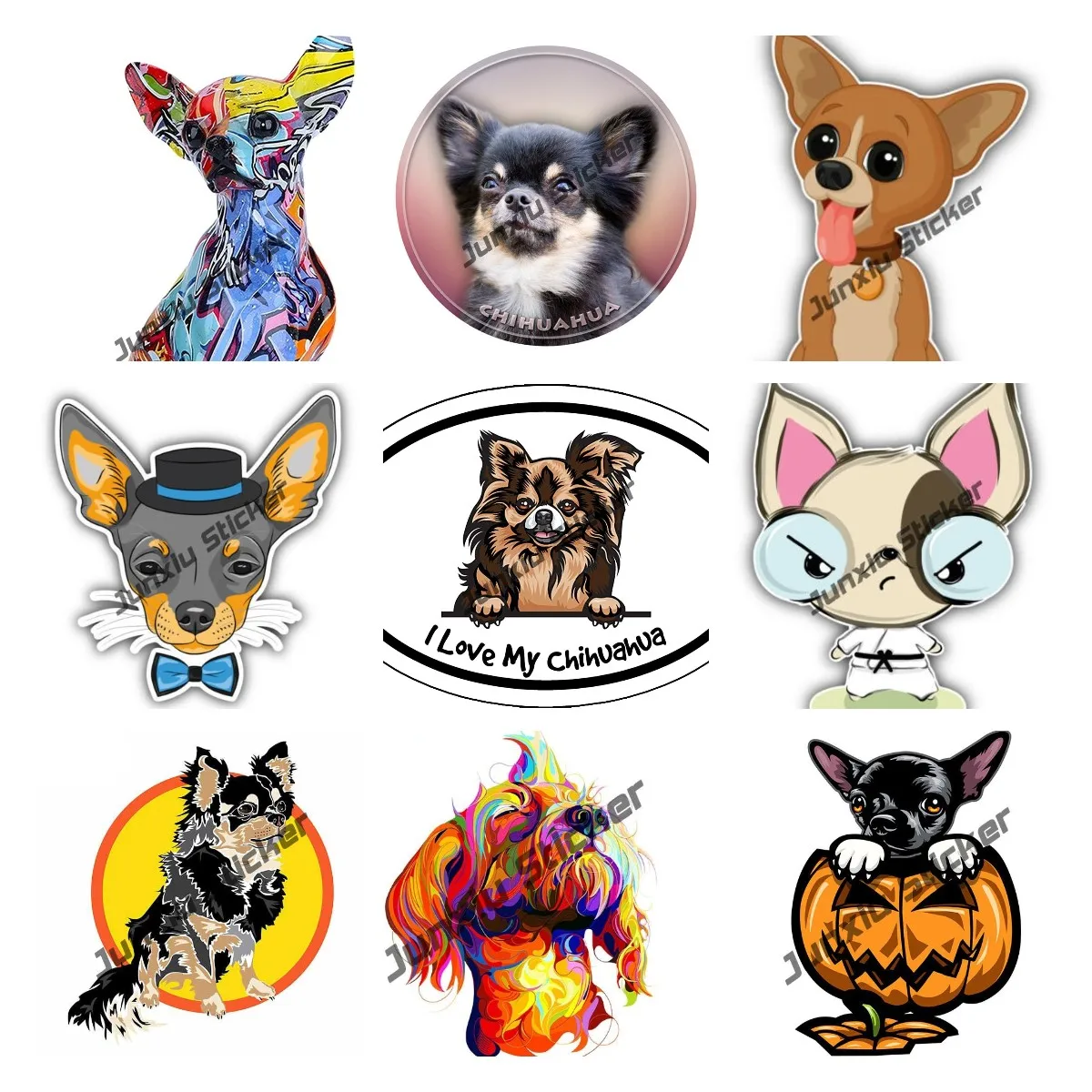 

Hipster Chihuahua Cartoon Car Bumper Sticker Decal Chihuahua Vinyl Sticke for Laptops Tumblers Windows Cars Trucks Walls Bumpers