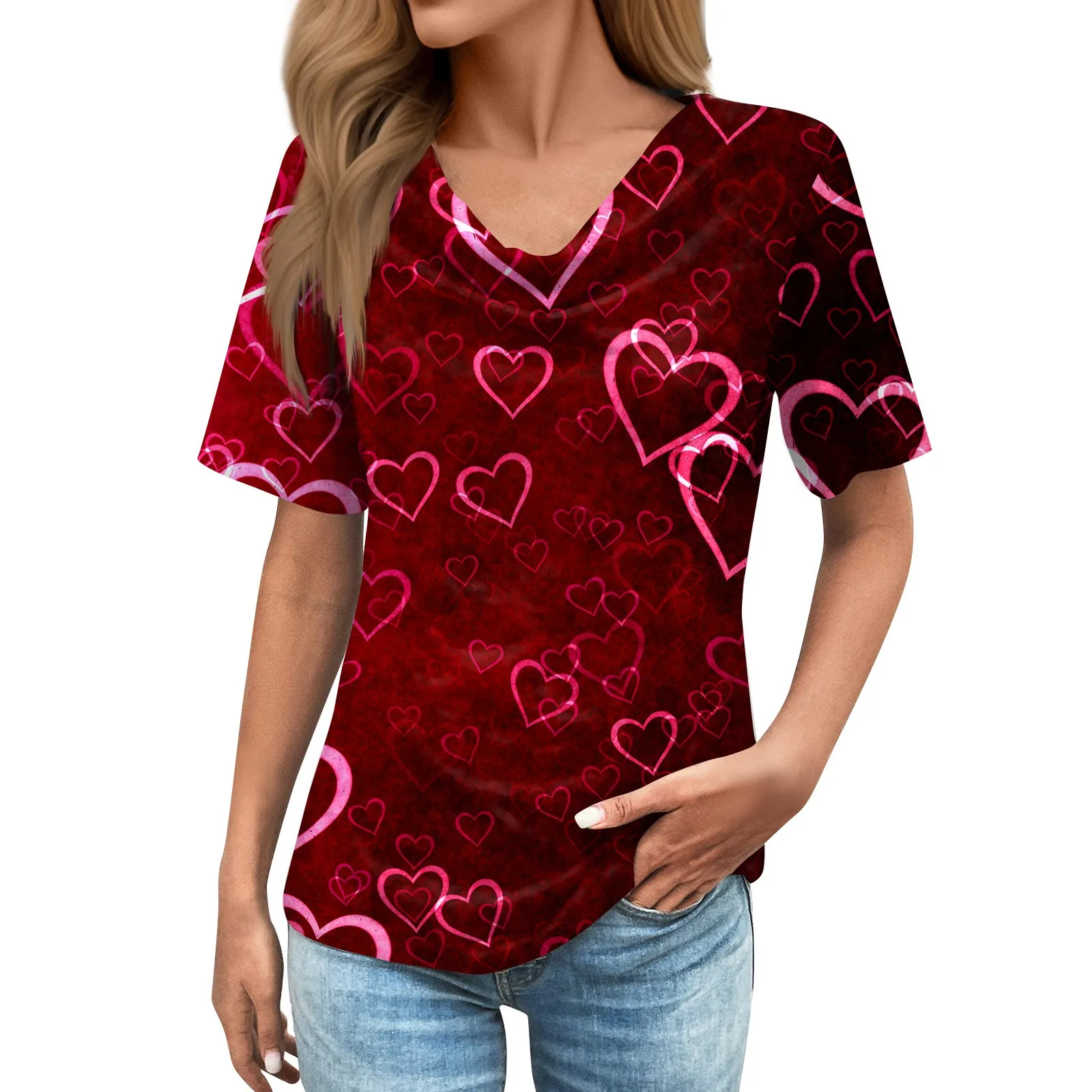 2024 Summer New Retro Women's T-shirt Fashion Heart Printing Valentine's Day Short-sleeved Casual Street Sports Ladies Shirt
2024 Summer New Retro Women's T-shirt Fashion Heart Printing Valentine's Day Short-sleeved Casual Street Sports Ladies Shirt