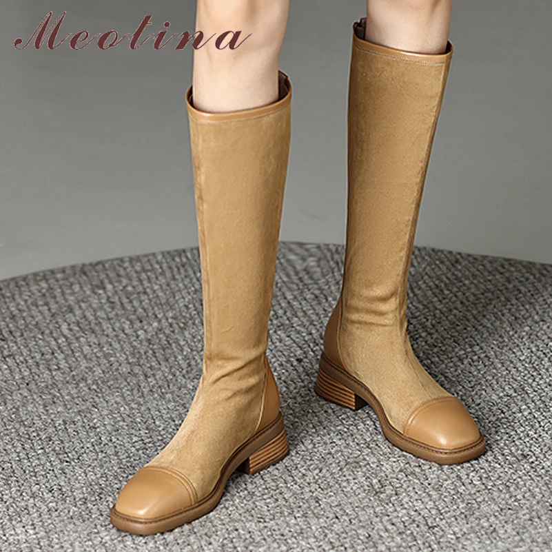 Meotina Women Genuine Leather Knee High Boots Square Toe Thick Mid Heel Zipper Lady Fashion Long Boot Autumn Winter Shoes Black
Meotina Women Genuine Leather Knee High Boots Square Toe Thick Mid Heel Zipper Lady Fashion Long Boot Autumn Winter Shoes Black