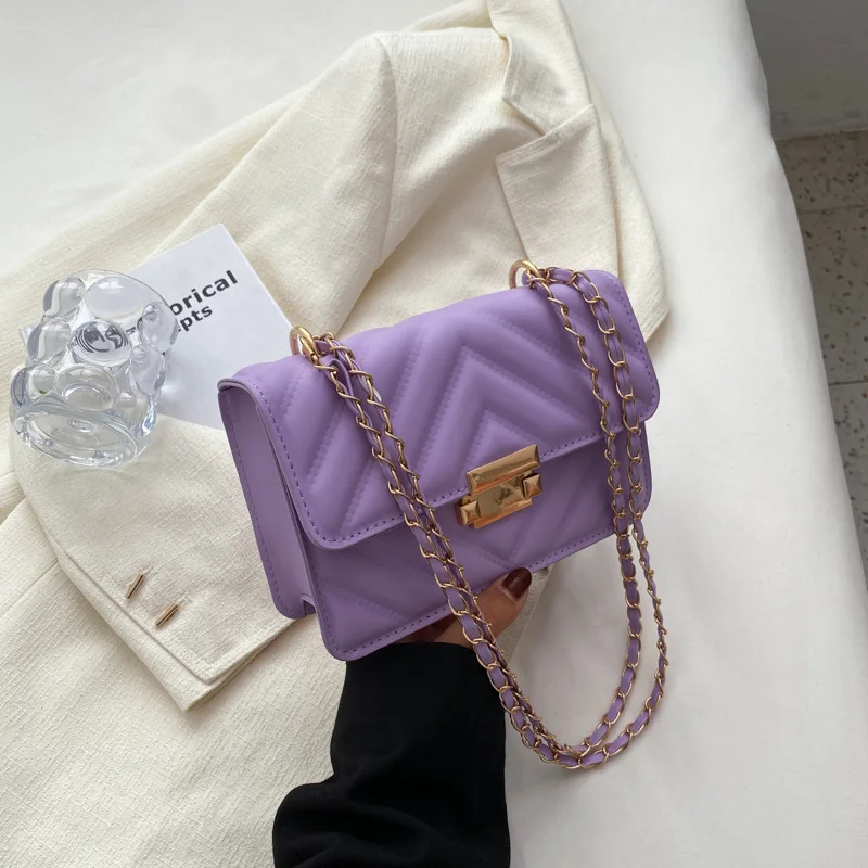 

Women Bag Purple Trendy Shoulder Bag,Mini Chevron Quilted Flap Chain Square Bag Quality Crossbody Bag,Handbags For Women 2023