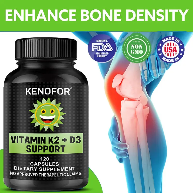

Витамин D3 + K2, витамины D & K для поглощения кальция и поддержки здоровой сердечно-сосудистой системы и артерий, без ГМО, соя