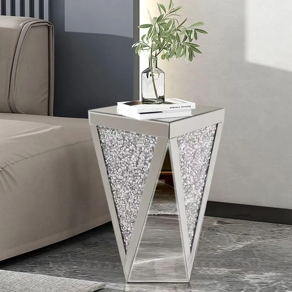 Silver Mirrored End Table, Crystal Inlay Side Table Accent Table, Small Mirrored Coffee Table for Living Room, Bedroom
Silver Mirrored End Table, Crystal Inlay Side Table Accent Table, Small Mirrored Coffee Table for Living Room, Bedroom
