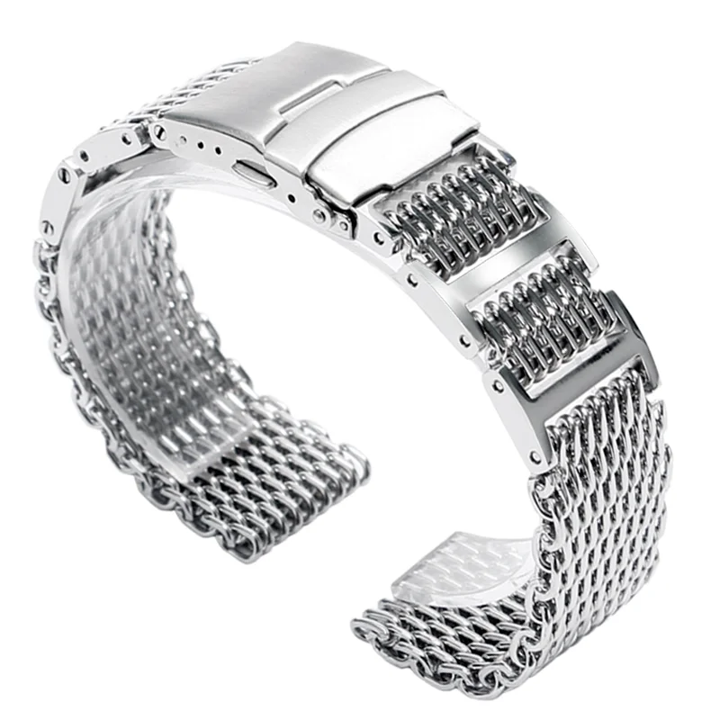 20/22/24mm HQ Shark Mesh Silver Stainless Steel Watchband Replacement Bracelet Men Folding Clasp with Safety Watch Band Strap
20/22/24mm HQ Shark Mesh Silver Stainless Steel Watchband Replacement Bracelet Men Folding Clasp with Safety Watch Band Strap