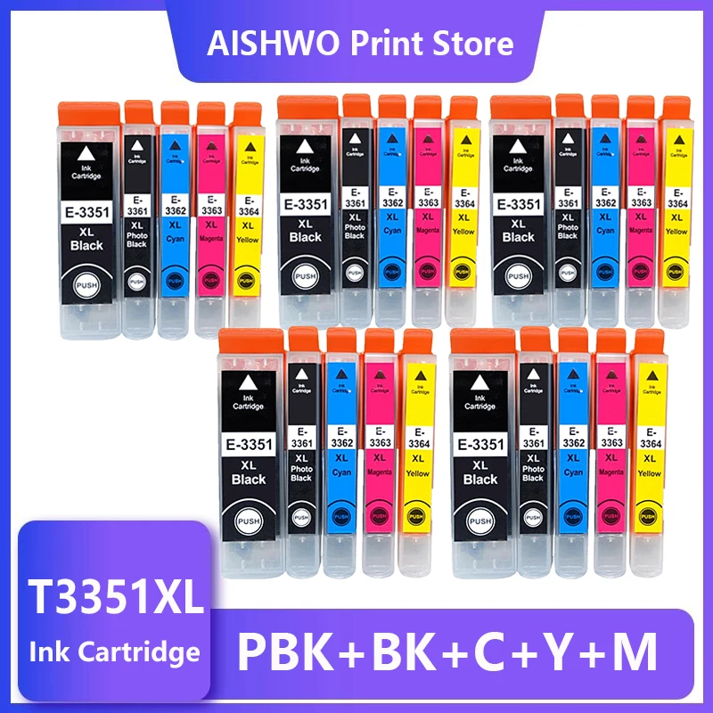 

25X Compatible for EPSON 33XL 33 Ink Cartridge For T3351 T3361 Expression Premium XP 530 540 630 640 635 645 830 900 Printer