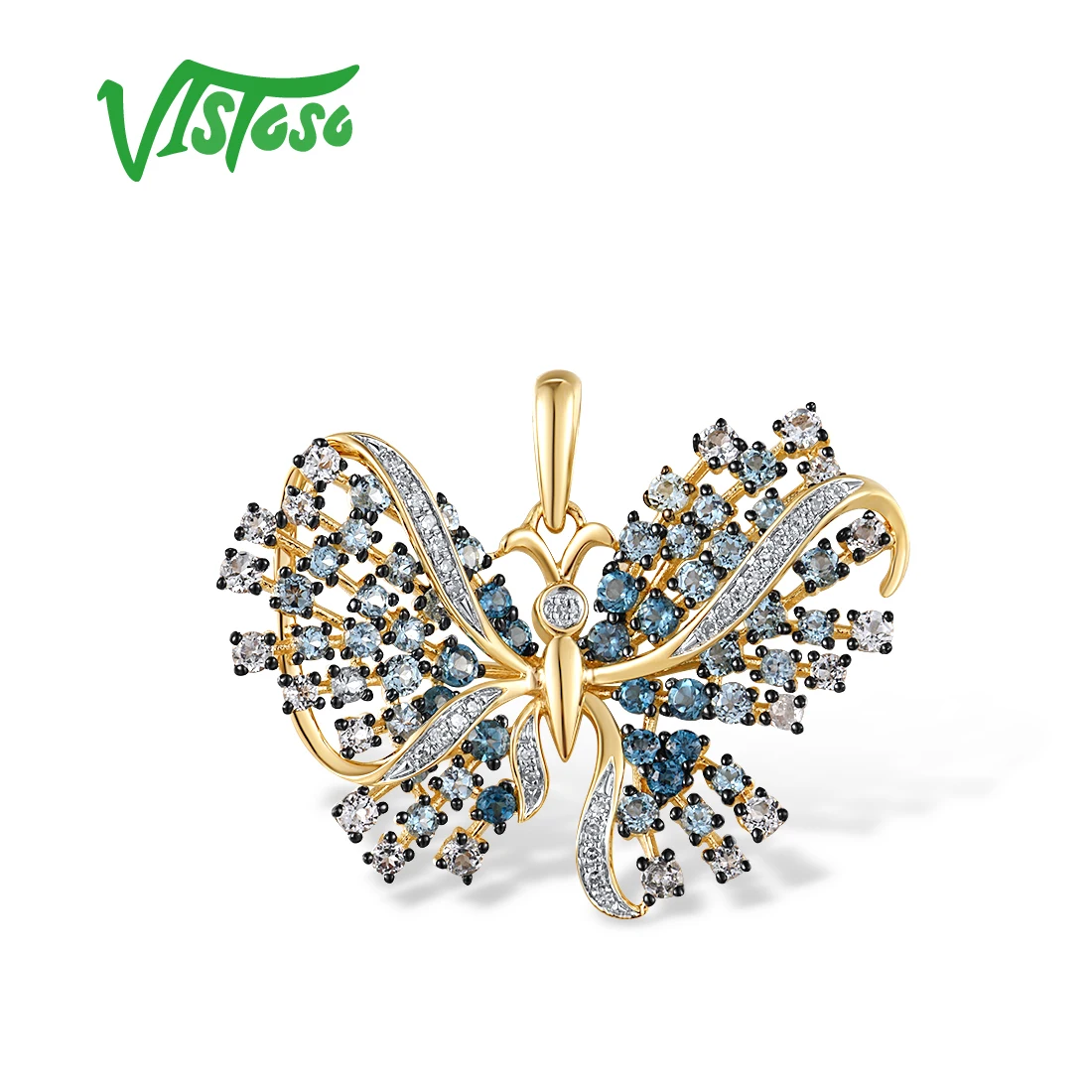 VISTOSO Authentic 14K 585 Yellow Gold Ombre Butterfly Pendant For Women Blue Topaz And Diamond Safari Modern Fine Chic Jewelry
VISTOSO Authentic 14K 585 Yellow Gold Ombre Butterfly Pendant For Women Blue Topaz And Diamond Safari Modern Fine Chic Jewelry