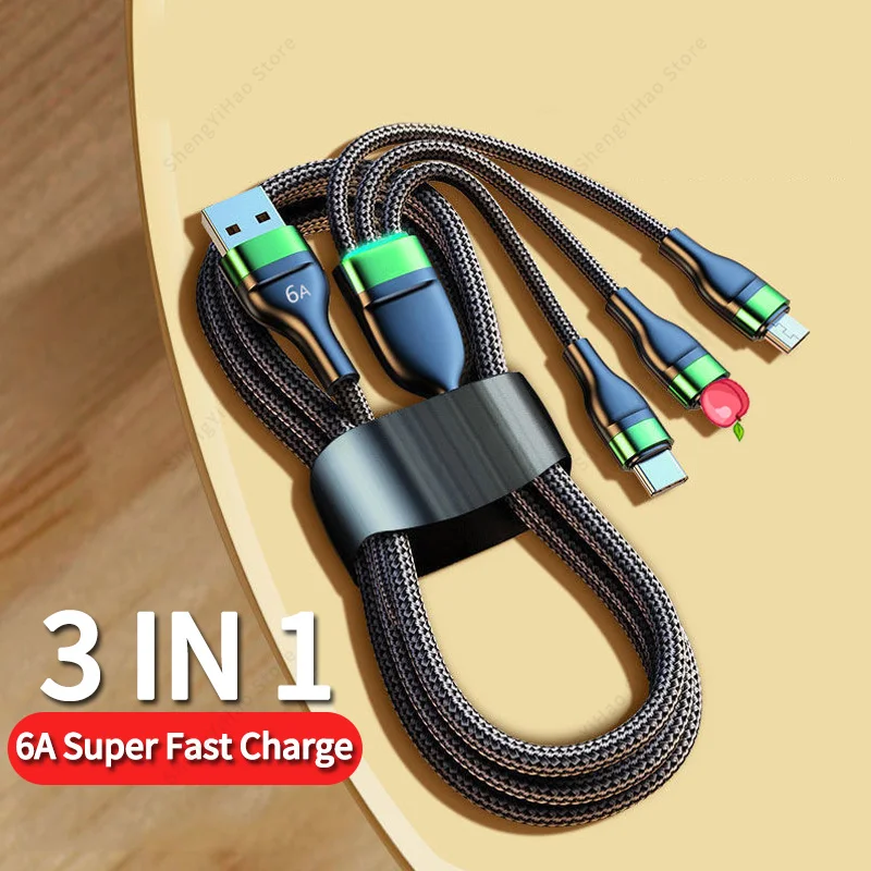 Кабель зарядный 6A Micro USB Type-C 3-в-1, провод для быстрой зарядки телефонов iPhone 14, Samsung, Xiaomi, Redmi, Huawei, OPPO VIVO
Кабель зарядный 6A Micro USB Type-C 3-в-1, провод для быстрой зарядки телефонов iPhone 14, Samsung, Xiaomi, Redmi, Huawei, OPPO VIVO