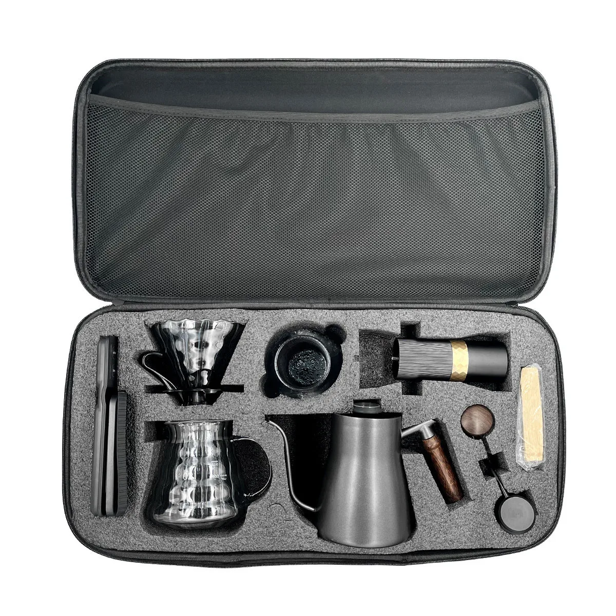 Pour Over Coffeware Sets with Kettle Cup, Grinder Filter, Paper Dripper, Server Pot, Outdoor Camping Bag
Pour Over Coffeware Sets with Kettle Cup, Grinder Filter, Paper Dripper, Server Pot, Outdoor Camping Bag