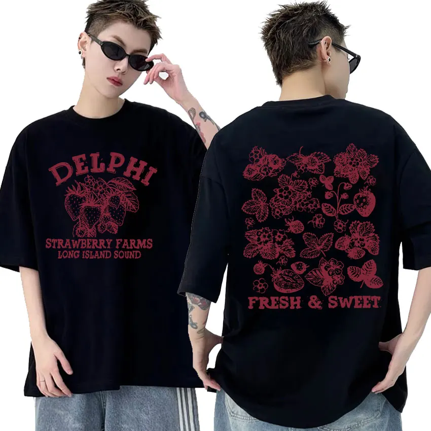 

Retro Delphi Strawberry Farms Percy Jackson T Shirts Men Women Fashion Harajuku Aesthetic T-shirt Casual Oversized Cotton Tshirt