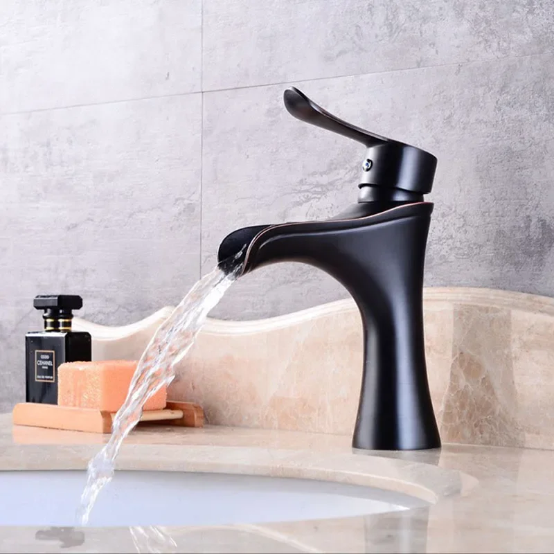 

Vidric oil rubbed bronze/golded/black brass bathroom waterfall faucet hot and cold mixer tap basin faucet bath bacia torneiras
