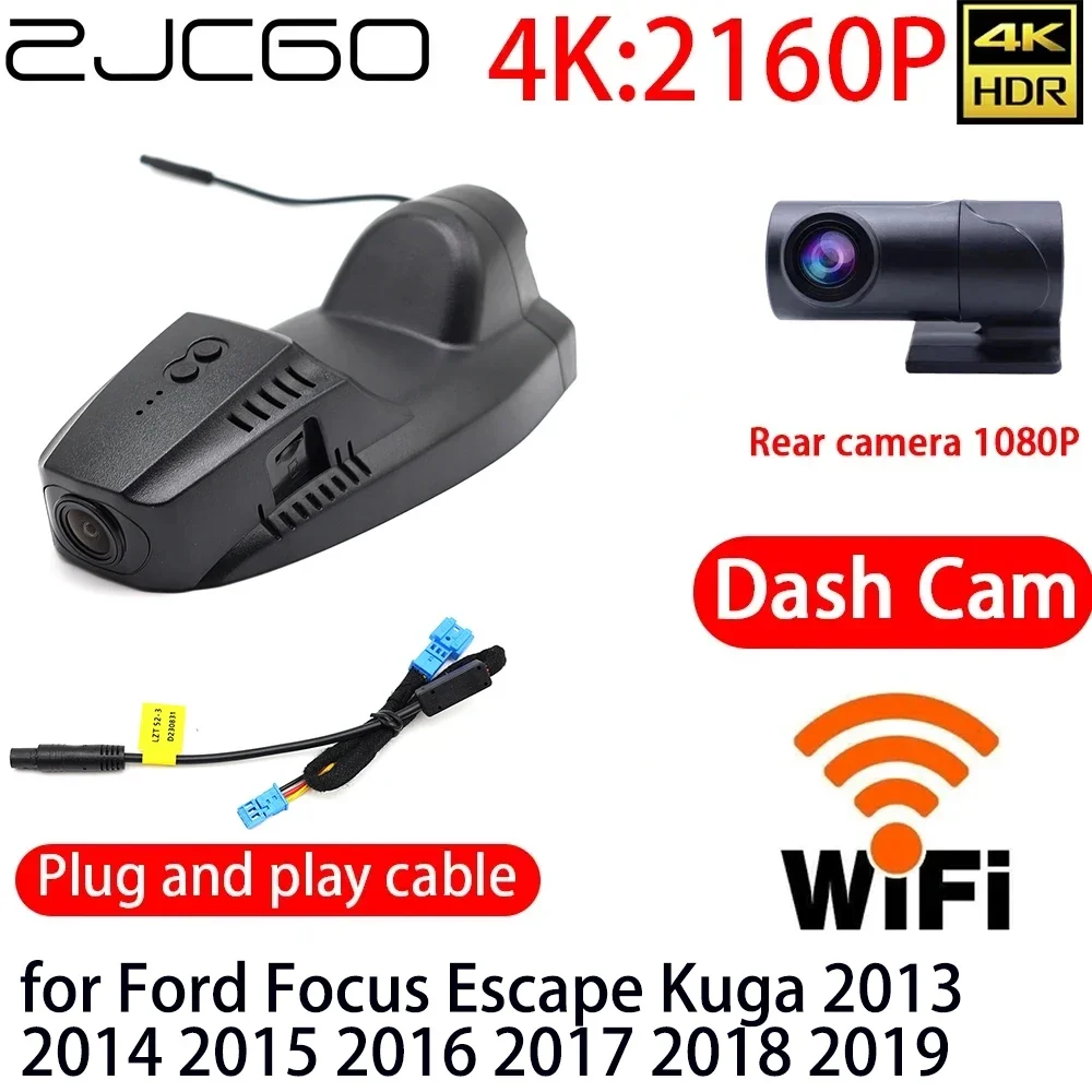 

ZJCGO 4K Car DVR Dash Cam Wifi Front Rear Camera 24h Monitor for Ford Focus Escape Kuga 2013 2014 2015 2016 2017 2018 2019