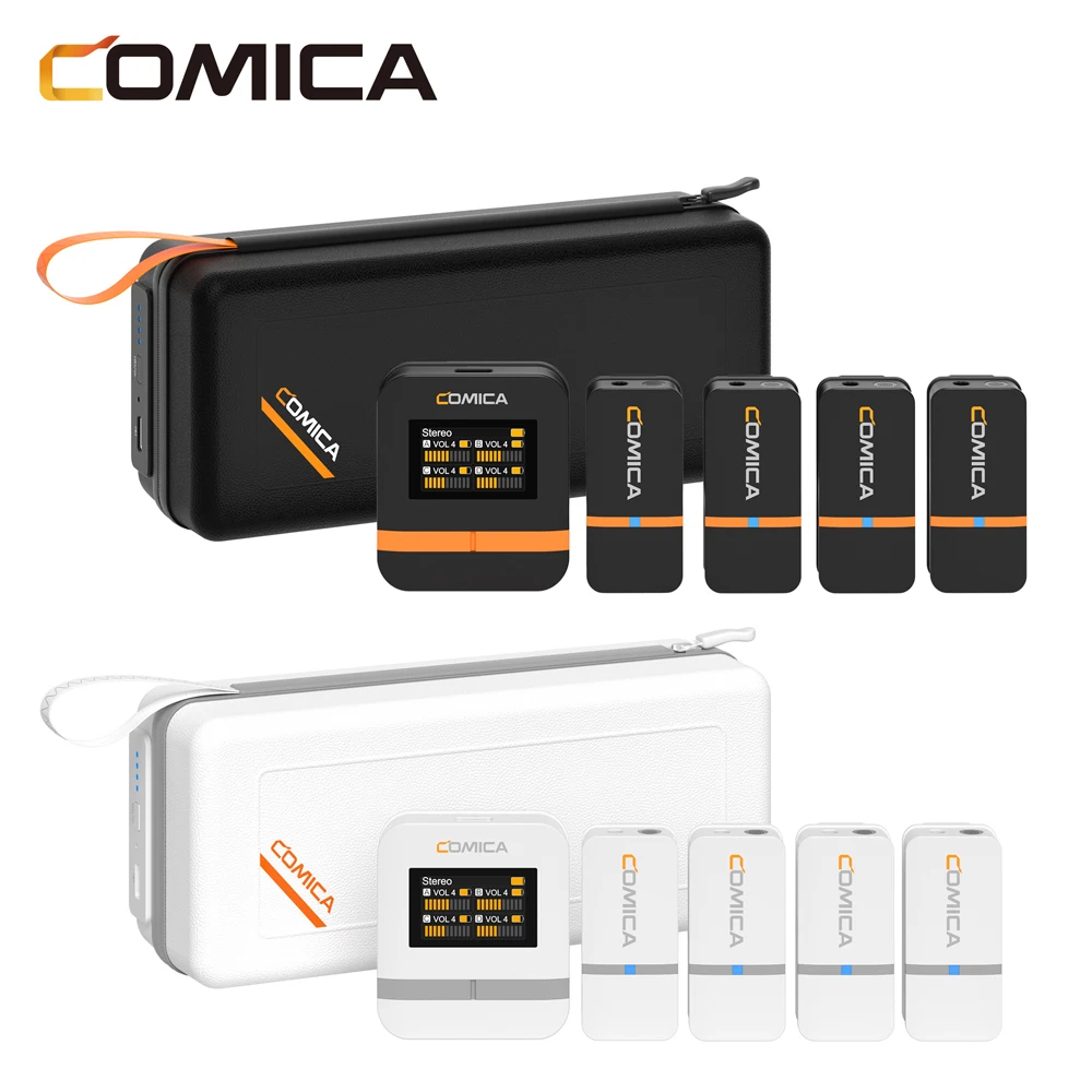 

Comica Vimo Q Four Channel 2.4G Mini Wireless Microphone with Charging Box for Camera Smartphone PC Live Streaming Interviews