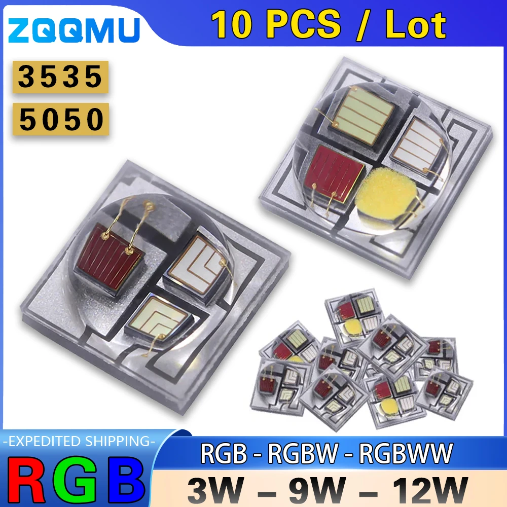 

10PCS 3W 9W 12W High Power Patch 3535 5050 RGB RGBW RGBWW Ceramic Four-in-One Chip Stage Light Patch Lamp Beads LED Light Source