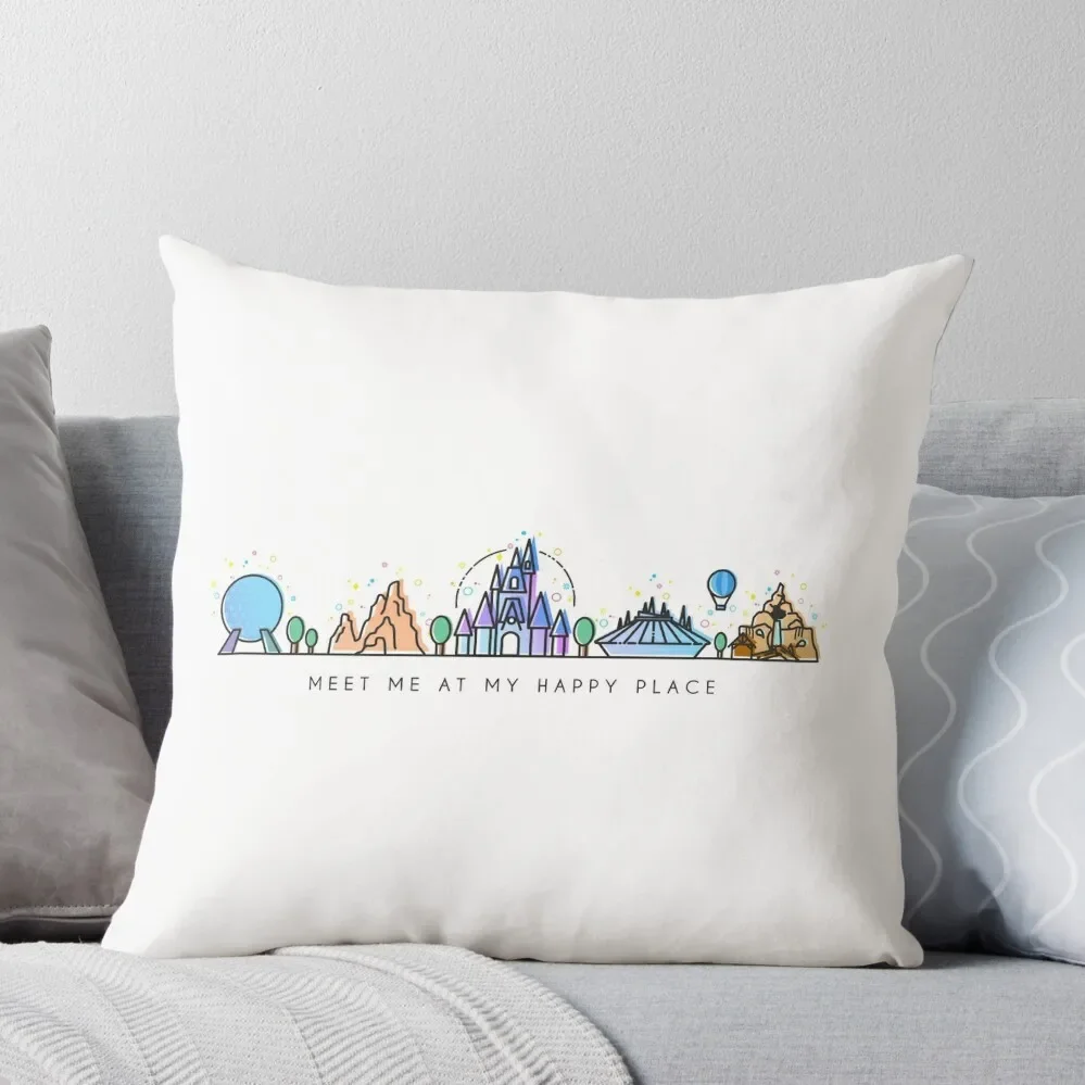 

Meet me at my Happy Place Vector Orlando Theme Park Illustration Design Throw Pillow Covers For Sofas Christmas Pillows