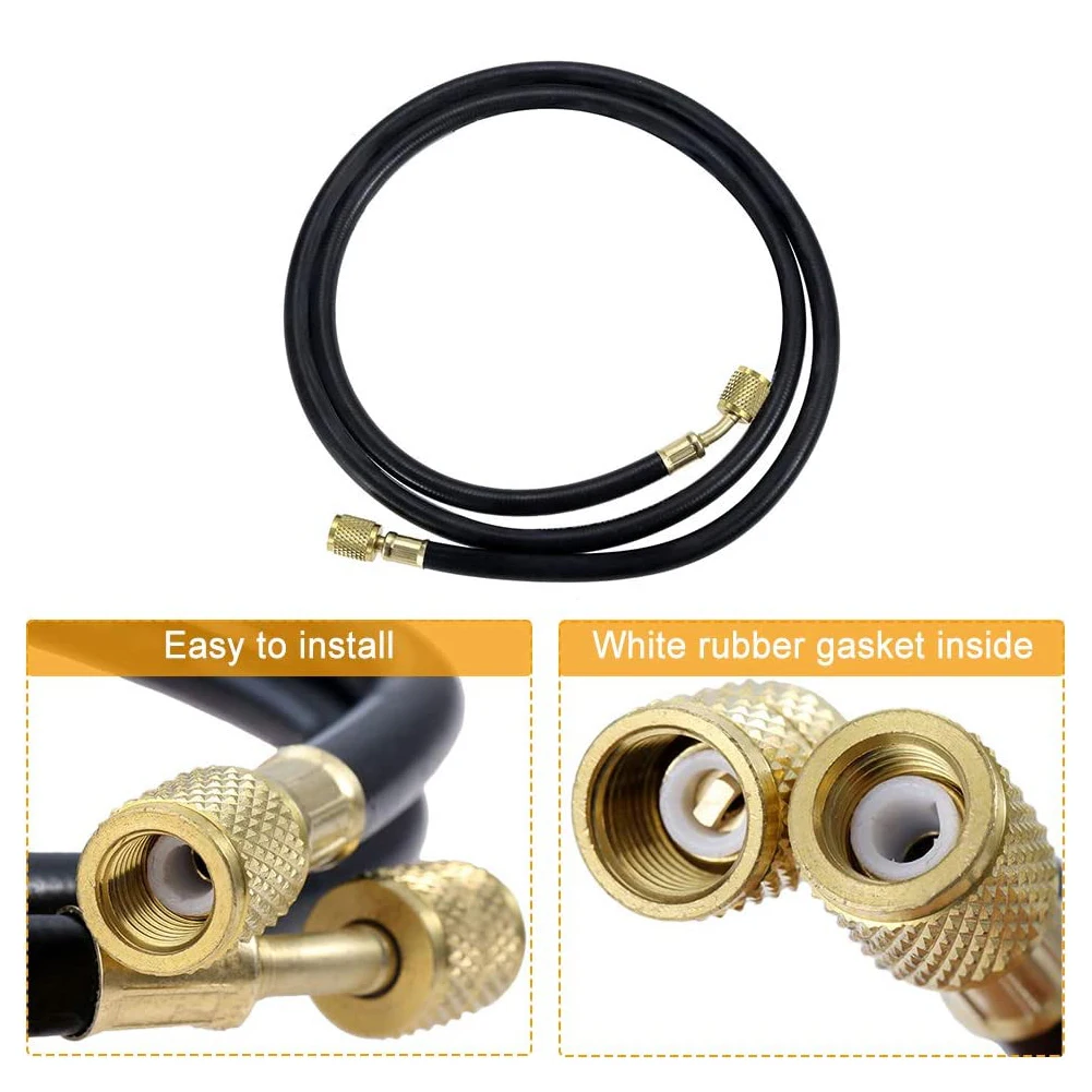 59inch AC 800PSI Refrigeration Charging Hose Guage HVAC 1/4 SAE R410a R134a With Low Loss Fittings Plumbing Brass Rubber
59inch AC 800PSI Refrigeration Charging Hose Guage HVAC 1/4 SAE R410a R134a With Low Loss Fittings Plumbing Brass Rubber