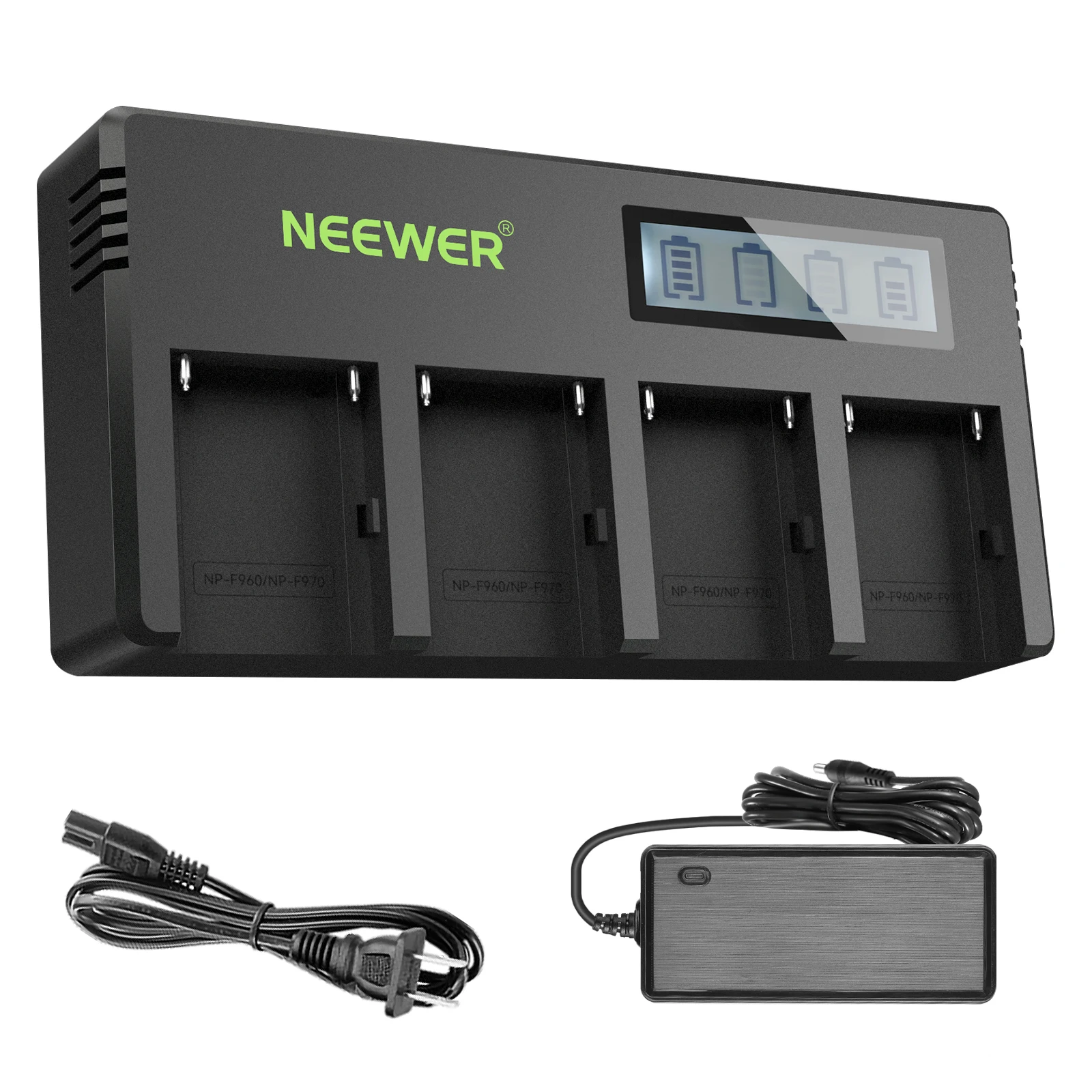 Neewer 4-Channel NP-F Battery Charger with LCD Screen & Power Adapter Compatible with Sony NP-F550 F570 F750 F770 F930 F950 F960
Neewer 4-Channel NP-F Battery Charger with LCD Screen & Power Adapter Compatible with Sony NP-F550 F570 F750 F770 F930 F950 F960