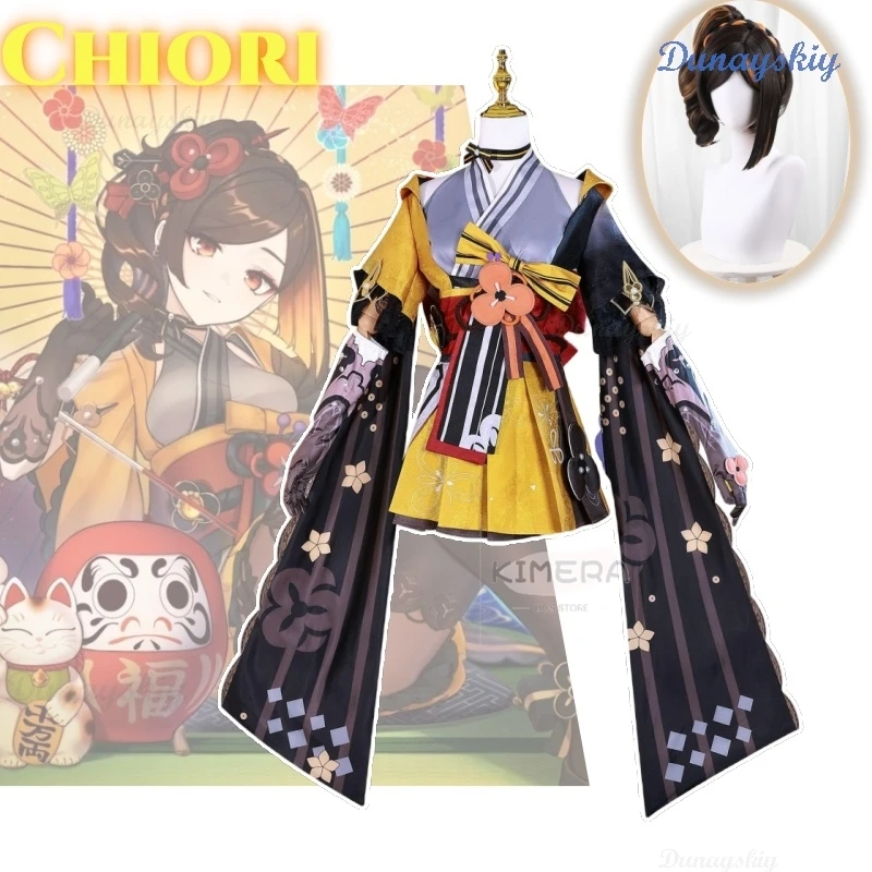 

Chiori Аниме игра геншин ударопрочный косплей костюм Женская одежда для косплея Chioriya бутик Хэллоуин Униформа с париком женщина новый комплект