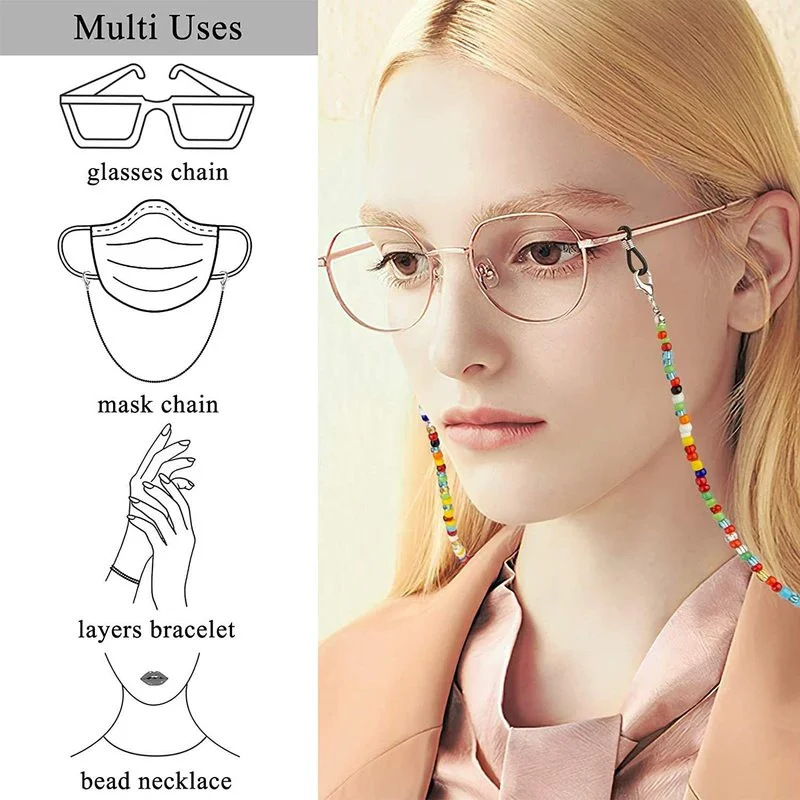 Boho Colorful Beads Glasses Chains Women Face Mask Hanging Strap Non-slip Sunglass Lanyard Holder Neck Cord Eyewear Jewelry Gift
Boho Colorful Beads Glasses Chains Women Face Mask Hanging Strap Non-slip Sunglass Lanyard Holder Neck Cord Eyewear Jewelry Gift