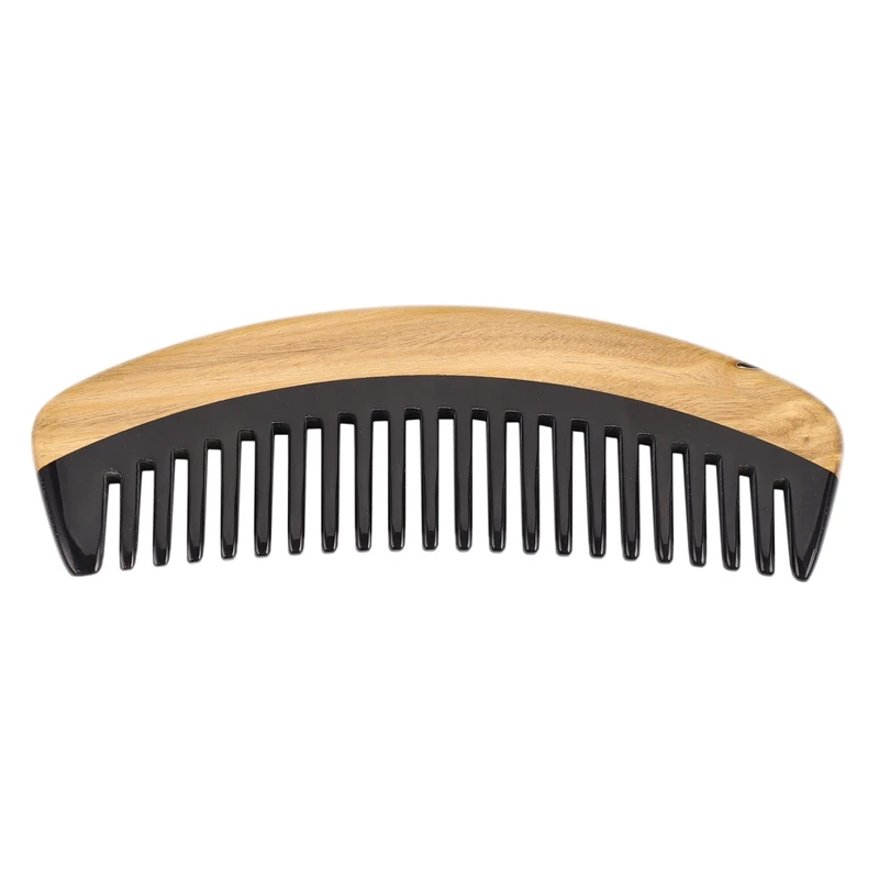 

Hair Comb - Wide Tooth Wooden Detangling Comb For Curly Hair - No Static Sandalwood Buffalo Horn Comb For Men And Women