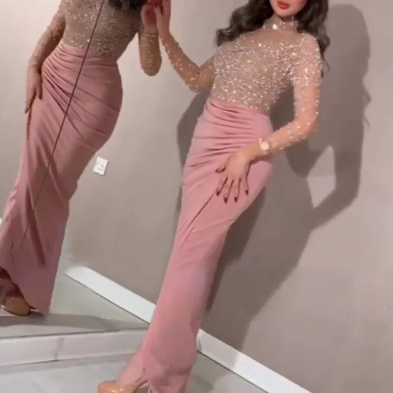 2023 Summer Women Glitter Sequin Dress Shiny O Neck Mesh Patchwork Club Party Long Sleeve Bodycon Ruched Long Split Dresses Pink
2023 Summer Women Glitter Sequin Dress Shiny O Neck Mesh Patchwork Club Party Long Sleeve Bodycon Ruched Long Split Dresses Pink