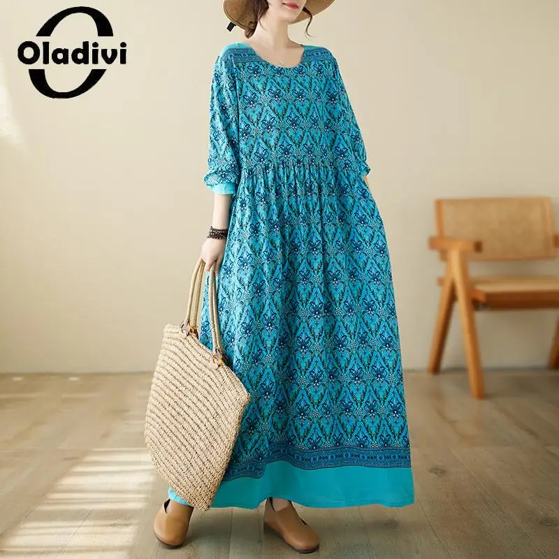 Oladivi Large Size Fashion Print Long Sleeve Oversized Dress Women 2023 Spring Autumn Casual Loose Dresses Long Tunic Robe 5032
Oladivi Large Size Fashion Print Long Sleeve Oversized Dress Women 2023 Spring Autumn Casual Loose Dresses Long Tunic Robe 5032