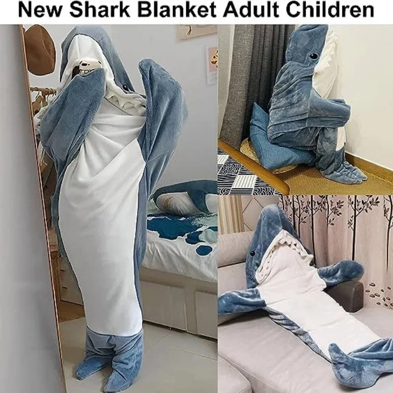 

Blanket Shark Cartoon Bag Pajamas Sleeping Fabric Mermaid Shawl Blanket Office Nap Karakal Soft Cozy High Quality Children Adult