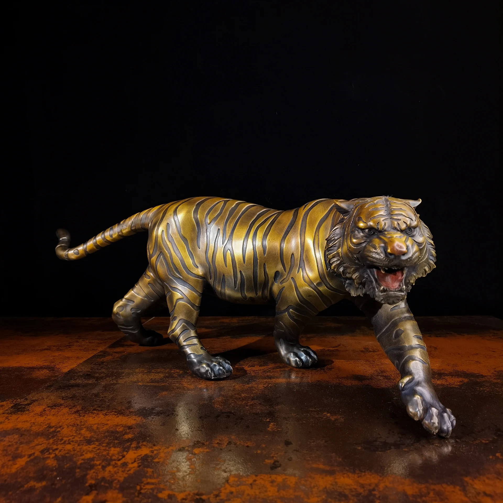 

50cm large Limited Edition great master Original flash Jaguar tiger bronze Sculpture home office business animal TOP Ornament