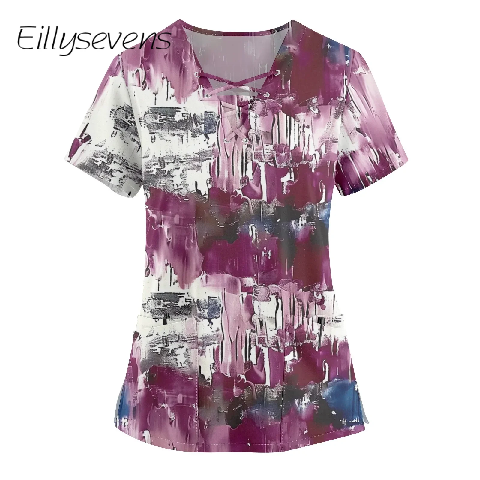 Plus Size Women'S Uniform 2024 Printed Scrub Working Tops V-Neck Print Short Sleeve Fun Shirts Workwear Tee With Pockets
Plus Size Women'S Uniform 2024 Printed Scrub Working Tops V-Neck Print Short Sleeve Fun Shirts Workwear Tee With Pockets